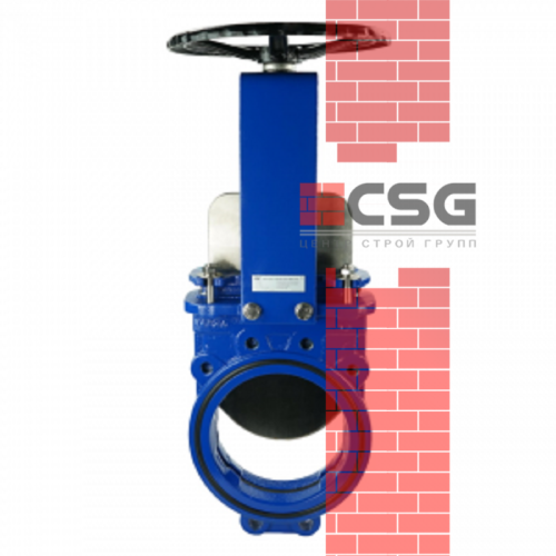 Задвижка шиберная ножевая двусторонняя чугун  со штурвалом Ду100 Ру10 межфл, упл. NBR, Китай, DN 100